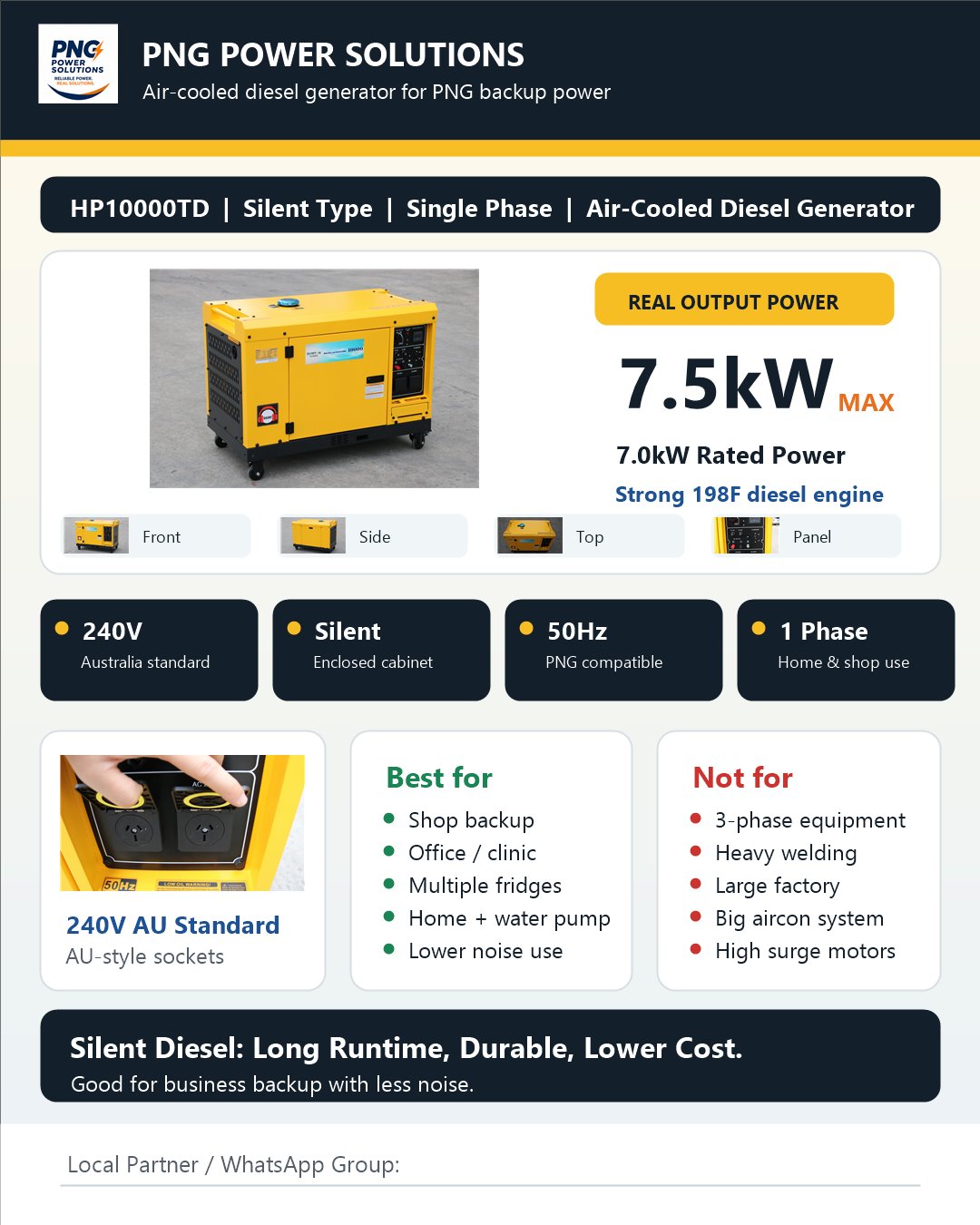 7.5kW silent diesel generator