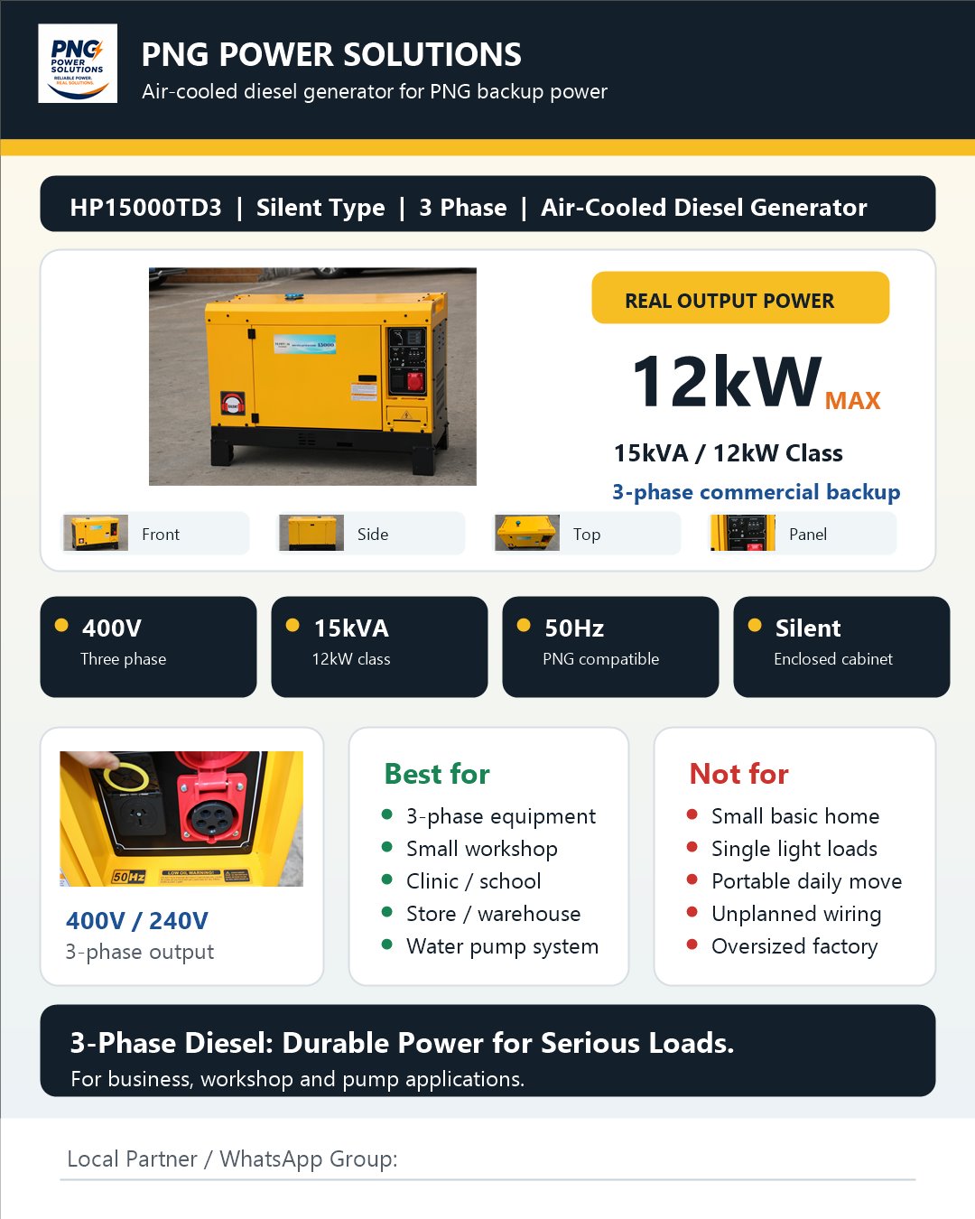 12kW three-phase silent diesel generator